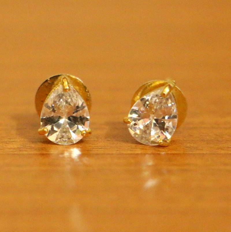Buy One Gram Gold Plated Single Stone Flower Design Dangler Earrings for  Women